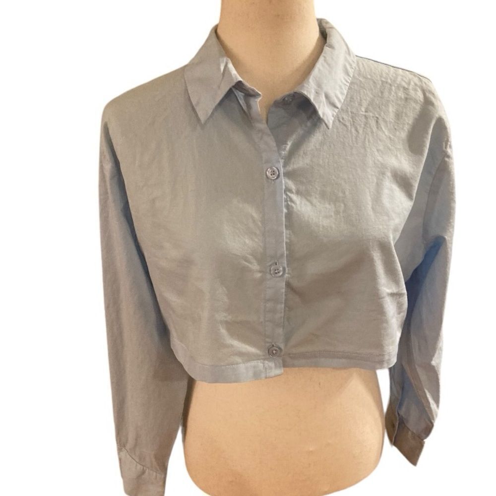 Divided Pale Blue Cropped Blouse